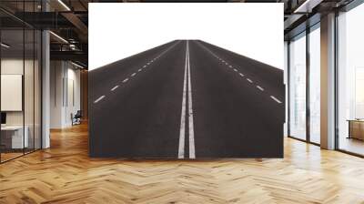 Empty asphalt road four lanes  in PNG isolated on transparent background. straight road line.  Wall mural