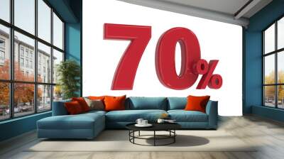 3D Number 70 percent  Promotion or Discount Style Color red Wall mural