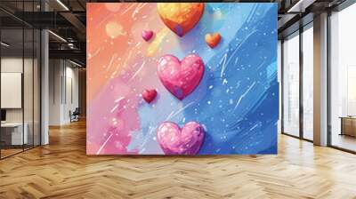 Love and acceptance themed pride banner, heart icons in flat design Wall mural