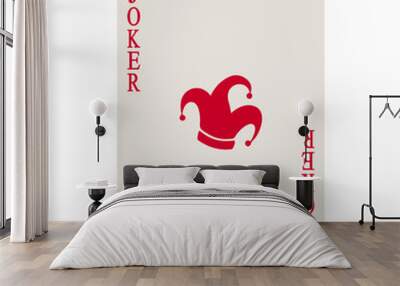 Joker or wild with jester hat symbol playing card vector Wall mural