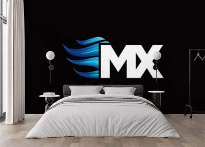 MX monogram logo with blue fire style design template Wall mural