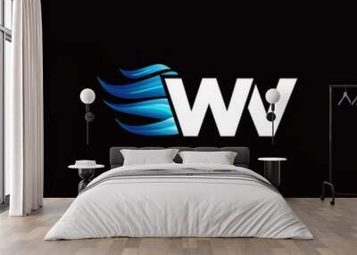 WV monogram logo with blue fire style design template Wall mural