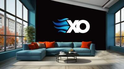 XO monogram logo with blue fire style design template Wall mural