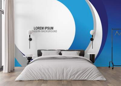 Modern blue curve banner background. Wall mural