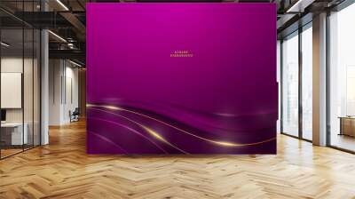 Modern luxury purple wavy with golden light background. Wall mural