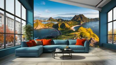 Top view of 'Padar Island' in a morning from Komodo Island (Komodo National Park), Labuan Bajo, Flores, Indonesia Wall mural