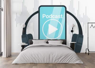 Podcast flat vector illustration Wall mural