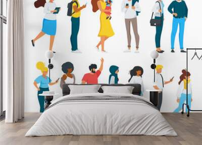 Vector flat style set of standing people Wall mural