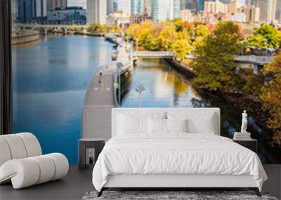 Philadelphia city skyline with bridge for walking Wall mural