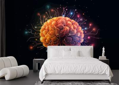 a computer generated image of a brain in the shape of a tree Wall mural