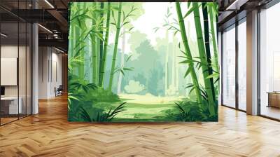 a painting of a path through a bamboo forest Wall mural