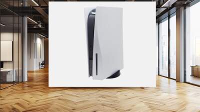 Next gen video game console with white colored plates and black body. Wall mural