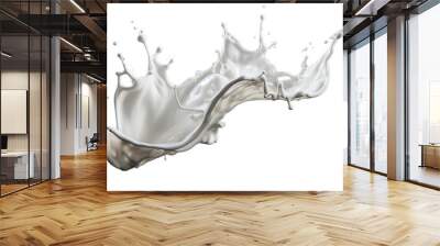 Milk splash with drops on white background, png transparent, generative ai Wall mural