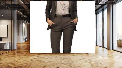 portrait of a businesswoman person in full height. full body seen. wearing a business suit. beautiful brunette woman. looking forward, png transparent, generative ai Wall mural