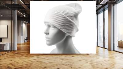 white plain beanie with mannequin isolated,  transparent  background Wall mural