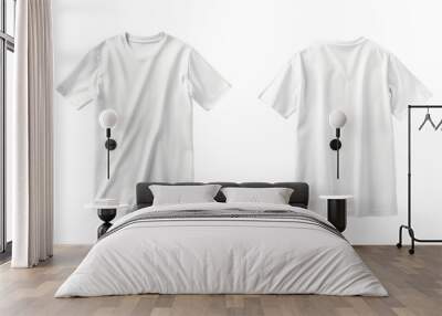 white plain tshirt over size view on top front and back isolated, transparent background Wall mural