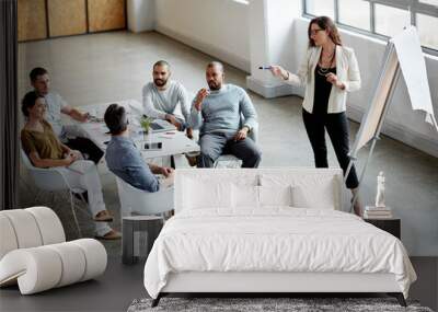 You had a question. High angle shot of a group of businesspeople meeting in the boardroom. Wall mural