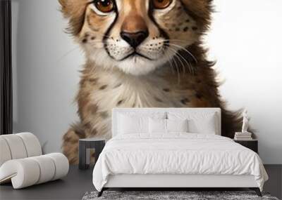 Baby cheetah realistic illustration isolated on white background Wall mural