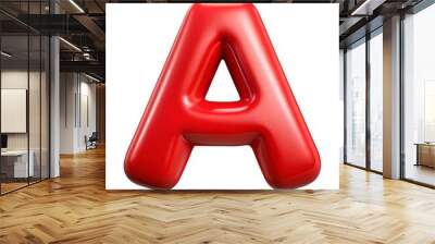 Red letter A balloon 3D render icon isolated on white background Wall mural