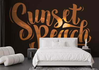 Sunset Beach Brush Script Lettering. Type Design.  Vector Graphi Wall mural