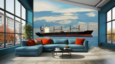 Container ship in gulf of Thailand Wall mural