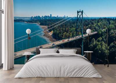 lions gate bridge view of the city stanley park vancouver Wall mural