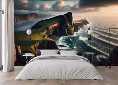 Cosmic Ocean Cliffs - Majestic Rock Formations Under Stars Wall mural