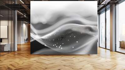 Abstract Grey Digital Wave Wall mural