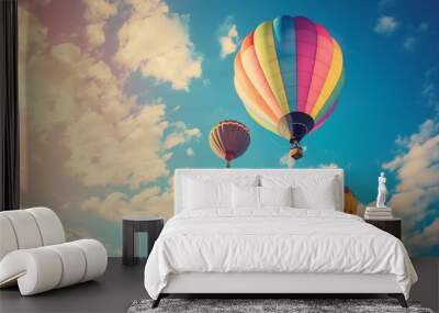 National Hot Air Balloon Day: Colorful Hot Air Balloons Soaring Representing Freedom and Adventure Wall mural