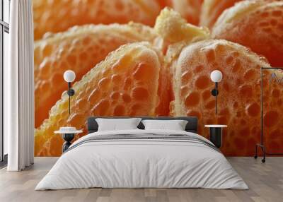 A close-up of a peeled orange, showing the juicy segments and bright orange flesh. Wall mural