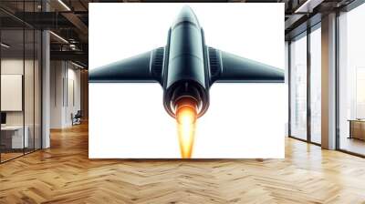 Large missile with aerodynamic shape and sharp warhead, ideal for military visuals, isolated on white background Wall mural