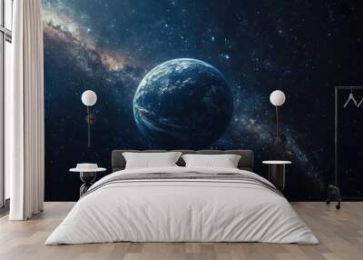 seen from deep space, surrounded by stars and the swirling beauty of a distant galaxy Wall mural