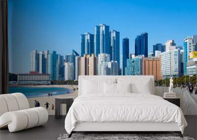 Beautiful cityscape of Marin City in Haeundae, Busan, South Korea Wall mural