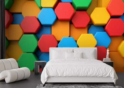 Abstract background of colorful hexagonal shapes. Wall mural