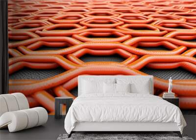 Abstract orange hexagonal pattern background with a repeating texture. Wall mural