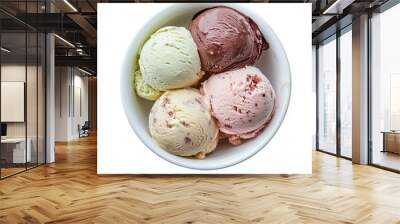 Bowl of assorted ice cream scoops. Wall mural