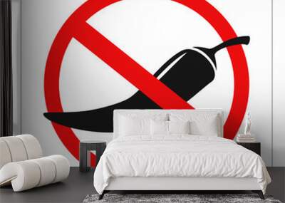 No spicy chili pepper sign. Chili and red prohibition sign Wall mural