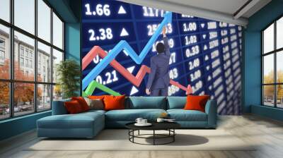 Interactive stock market chart with businessman -Conceptual idea Wall mural