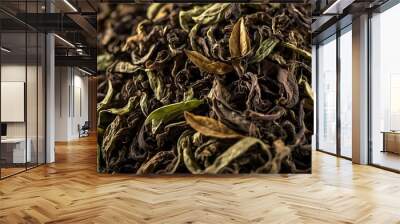 Dried Herbal Leaves Creating a Beautiful Natural Texture Background Wall mural