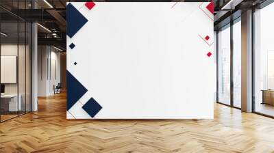 A clean and modern abstract background with red and blue squares arranged in a geometric pattern on a white background. This design symbolizes creativity, innovation, technology, and progress. Wall mural