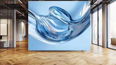 Abstract Water Wave - Blue Liquid Flowing - A beautiful abstract image of a blue water wave, symbolizing fluidity, movement, energy, purity, and freshness. Wall mural