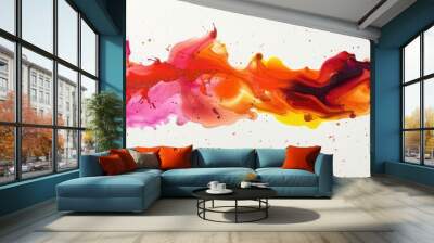 Vibrant acrylic paint splash on canvas - A dynamic and colorful acrylic paint splash art, conveying movement and creativity on a white canvas Wall mural