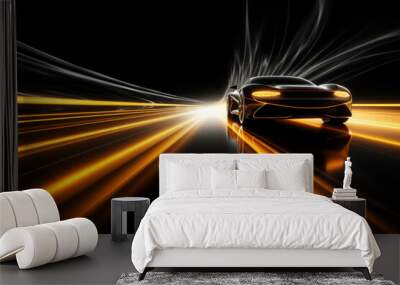 color light electric car on the road background. Wall mural