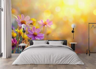 color wildflowers with bokeh background Wall mural