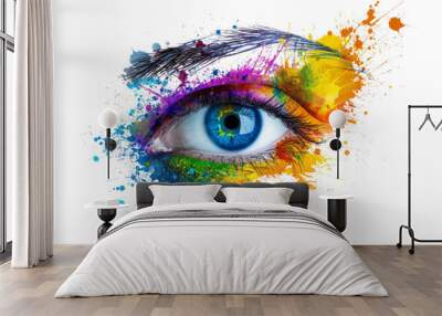 colorful eye isolated on white Wall mural