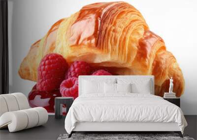 croissant breakfast isolated on white Wall mural