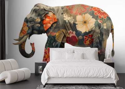 elephant graphic pattern isolated on white Wall mural