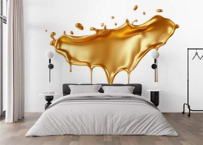 gold dripping isolated on white Wall mural