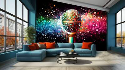 microphone of glitter on background Wall mural