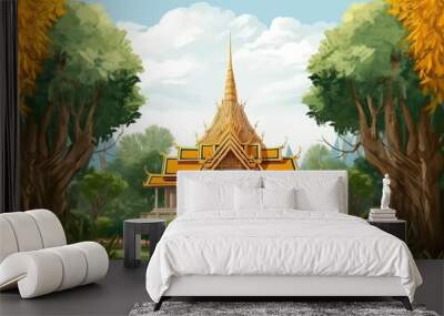 Thai style temple background Wall mural